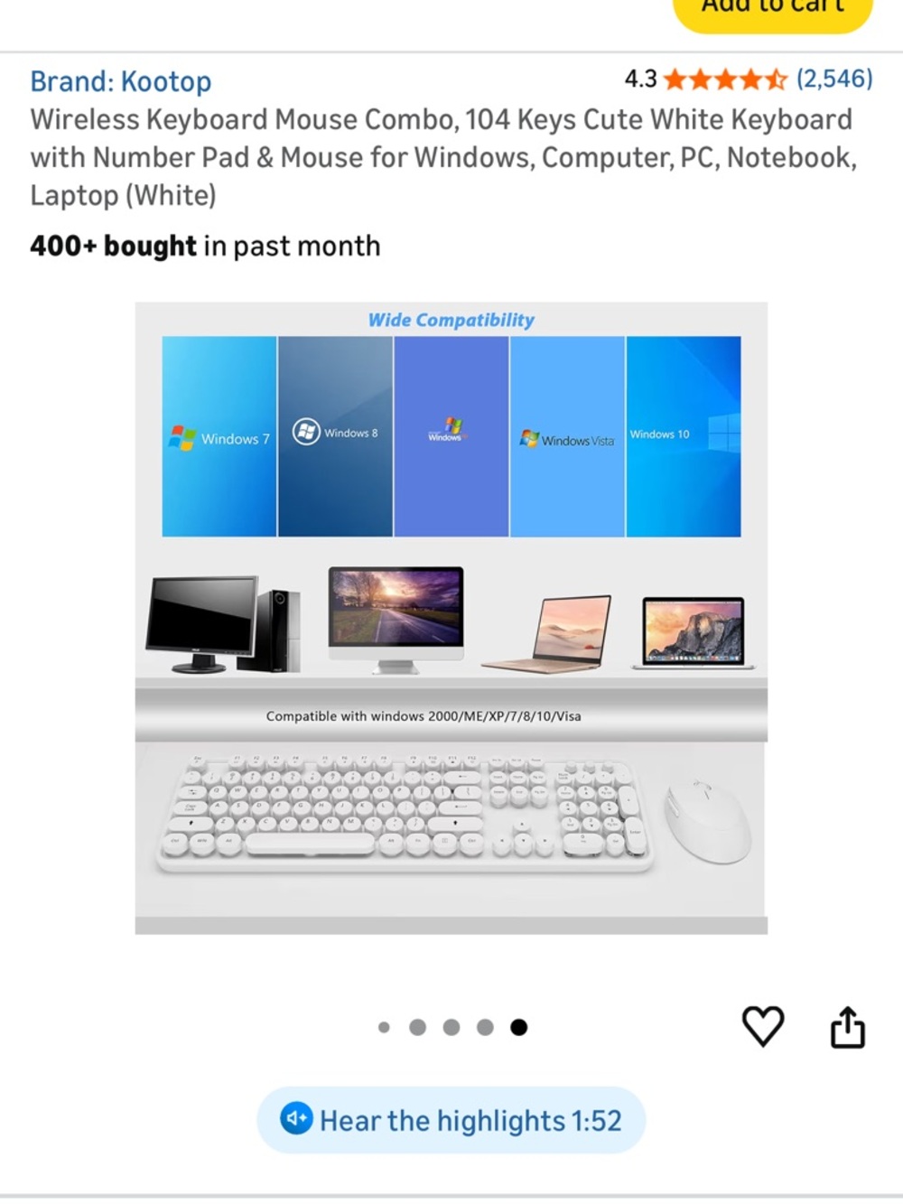 White Wireless Keyboard and Mouse Set - Picture 2 of 3